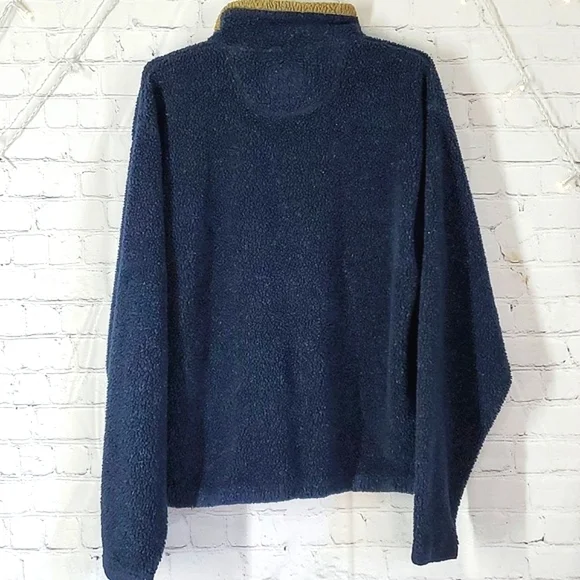 Vintage 90s Field & Stream Outdoor Sherpa Fleece Blue Tan Womens Jacket Size Med - Picture 12 of 17